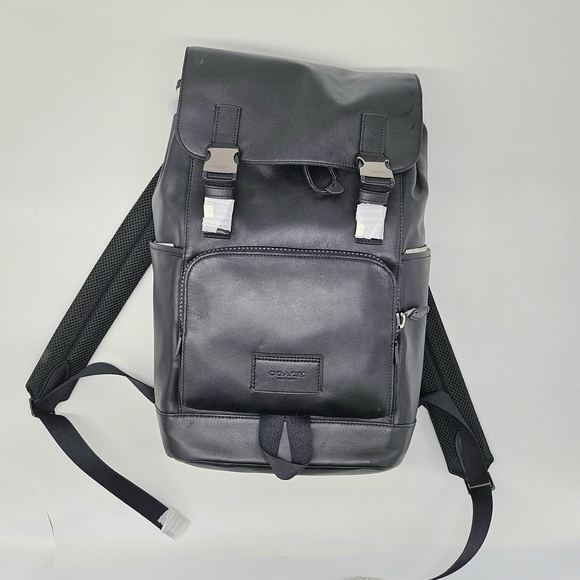Coach Black Leather Men's Backpack - Picture 6 of 8